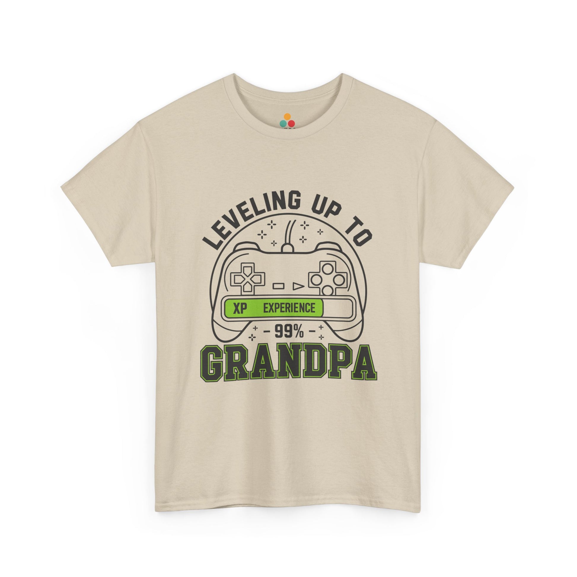 Leveling Up To Grandpa Beige T-Shirt – Funny Gamer Grandpa Gift | TEEZOCA 