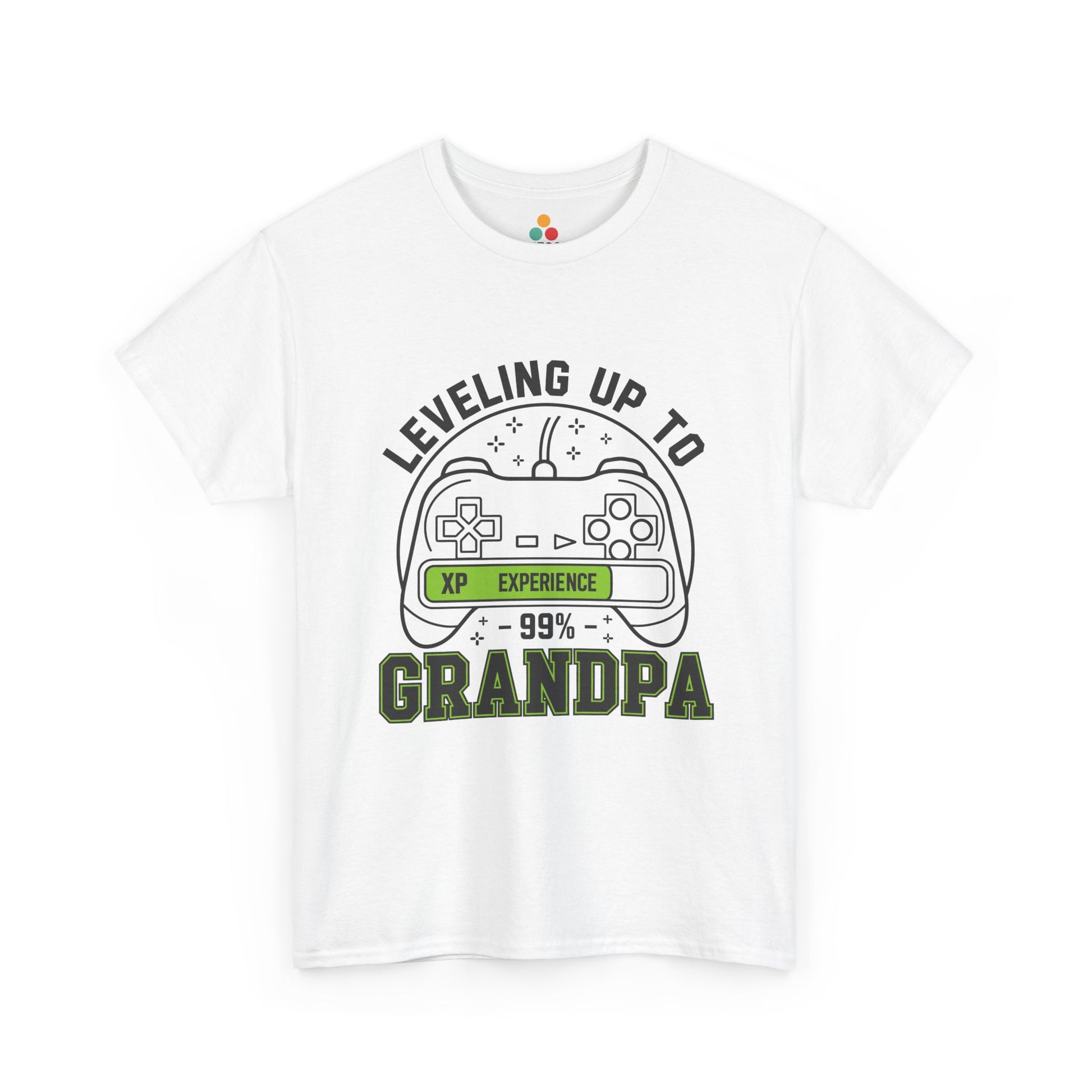 Leveling Up To Grandpa White T-Shirt – Funny Gamer Grandpa Gift | TEEZOCA 
