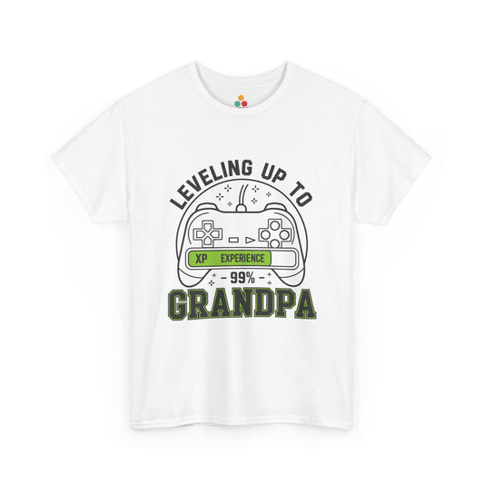 Leveling Up To Grandpa White T-Shirt – Funny Gamer Grandpa Gift | TEEZOCA 