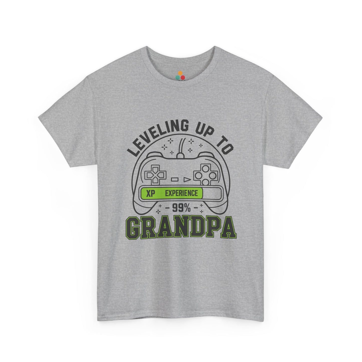 Leveling Up To Grandpa gray T-Shirt – Funny Gamer Grandpa Gift | TEEZOCA 