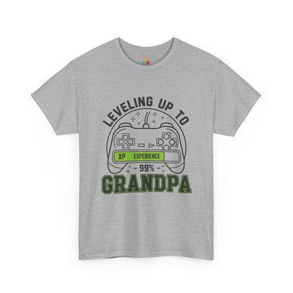 Leveling Up To Grandpa gray T-Shirt – Funny Gamer Grandpa Gift | TEEZOCA 