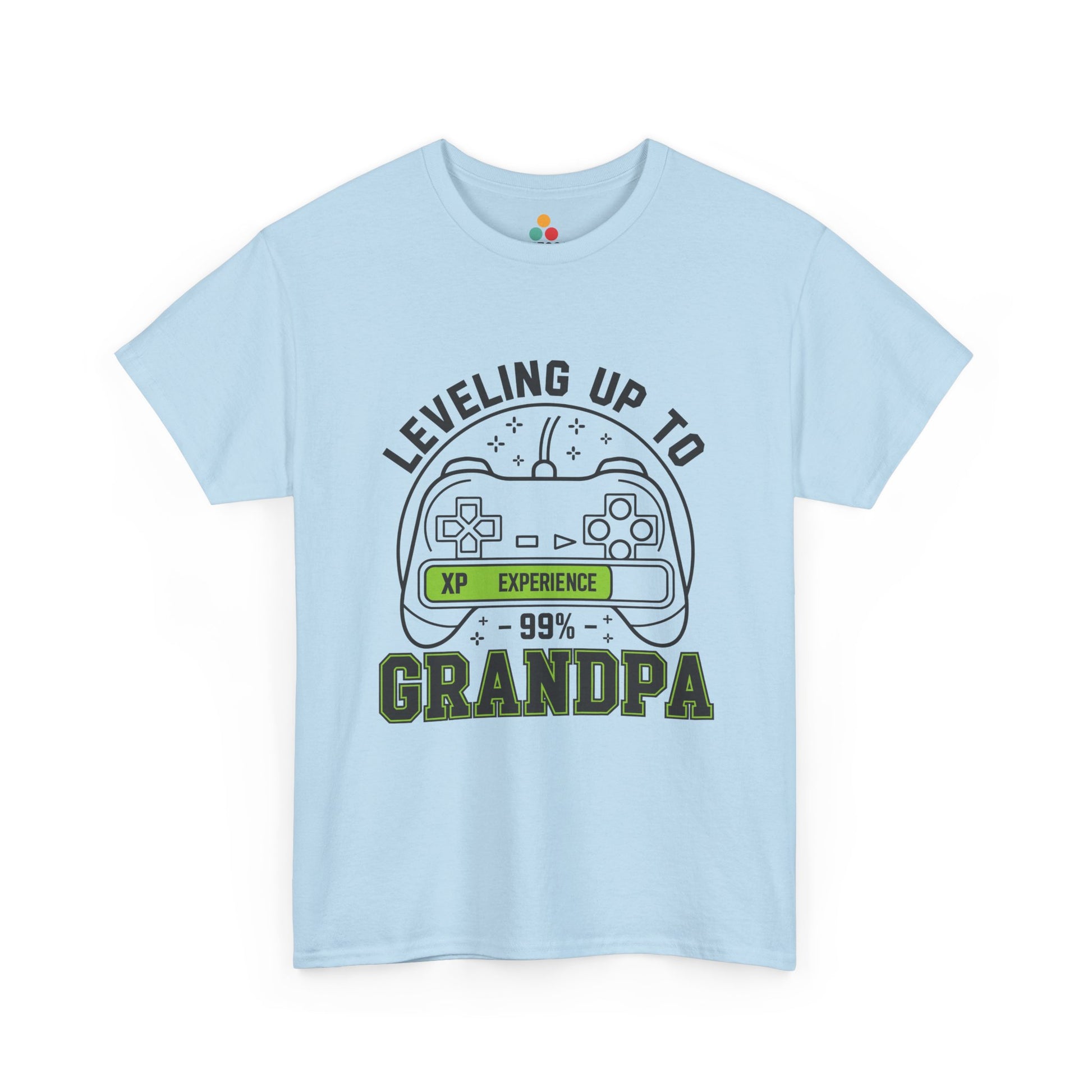 Leveling Up To Grandpa light blue T-Shirt – Funny Gamer Grandpa Gift | TEEZOCA 