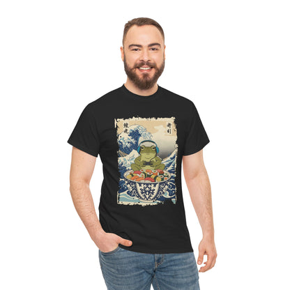 Gamer Frog Sushi Wave T-Shirt – Japanese Aesthetic Gaming Animals Graphic Tee | TEEZOCA 