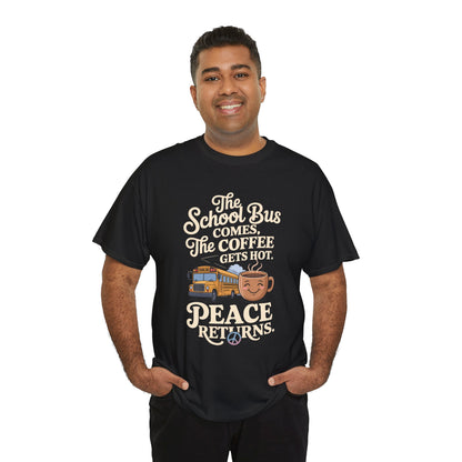 Man wearing TEEZOCA black school mom tee.