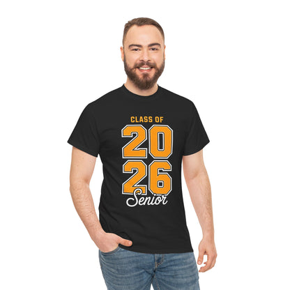 Man wearing a black TEEZOCA Class of 2026 Senior graduation t‑shirt.