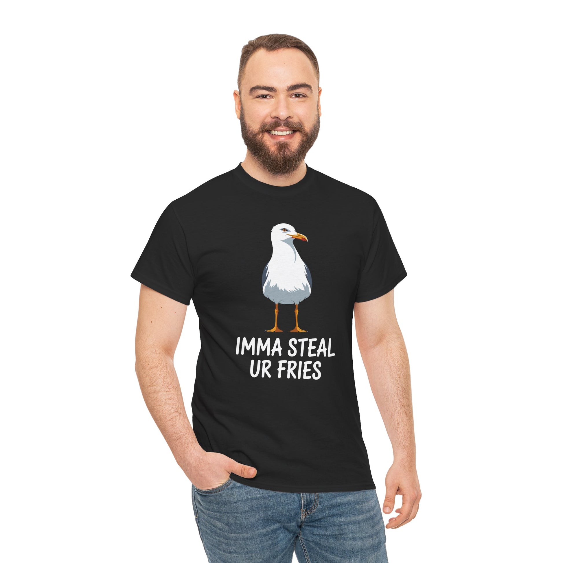 Imma steal ur fries Funny Cute Seagull Bird Animal Lovers And Foodies T-shirt | TEEZOCA 