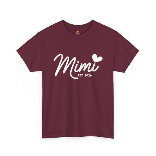 Mimi Est 2026 Maroon T-Shirt – New Grandma Heart Gift | TEEZOCA 