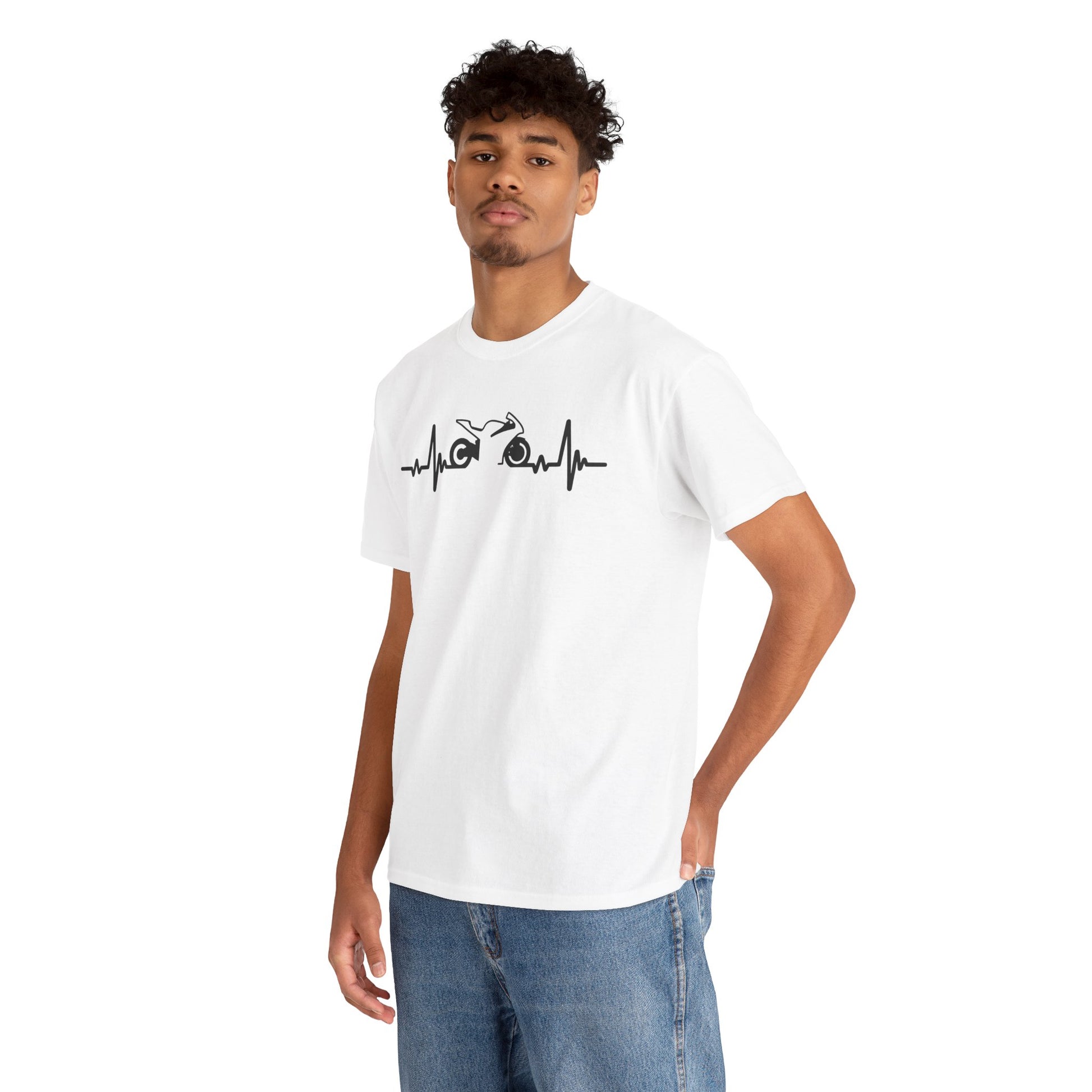 Minimalist Motorcycle Heartbeat Graphic Unisex T-shirt | TEEZOCA 
