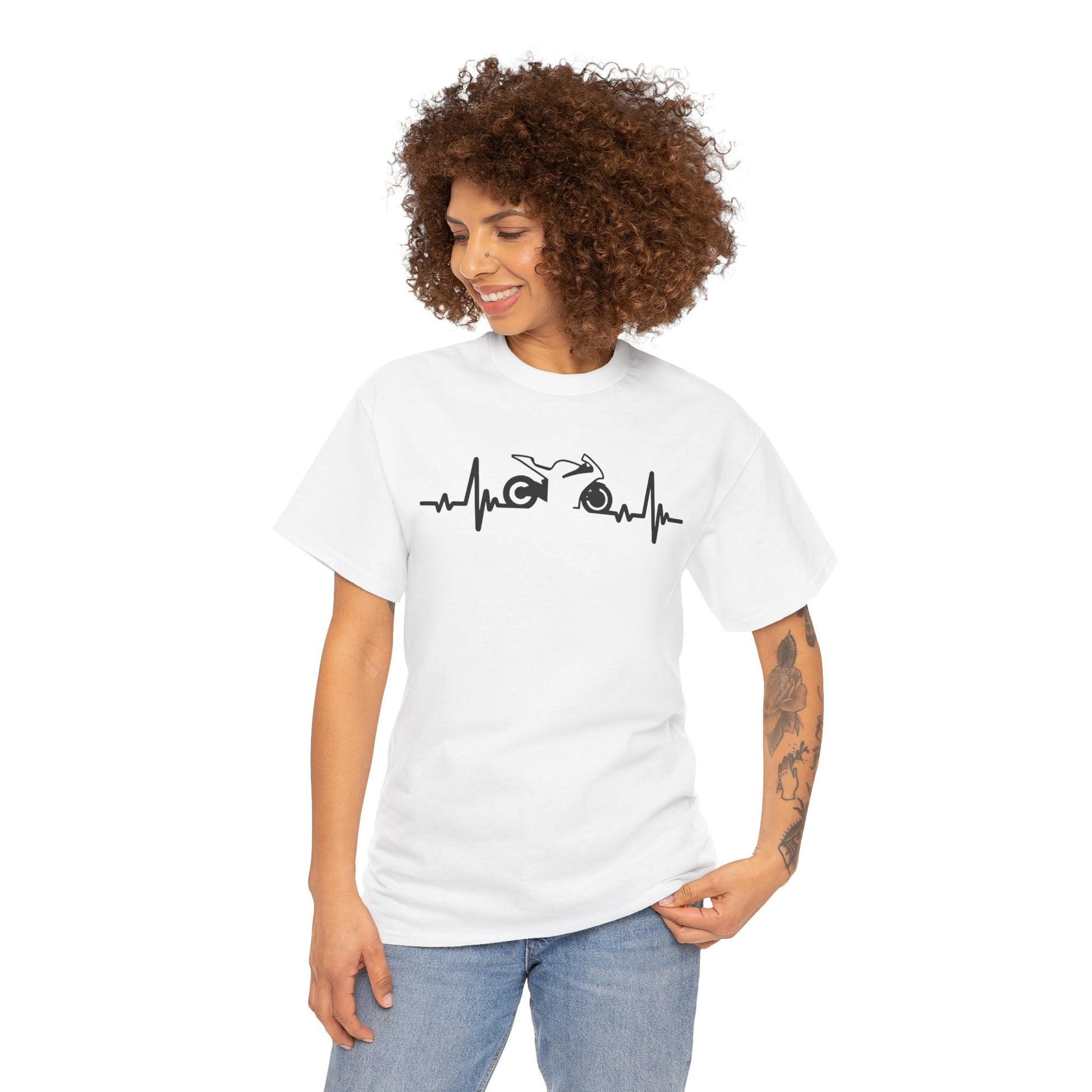 Minimalist Motorcycle Heartbeat Graphic Unisex T-shirt | TEEZOCA 