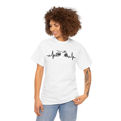 Minimalist Motorcycle Heartbeat Graphic Unisex T-shirt | TEEZOCA 