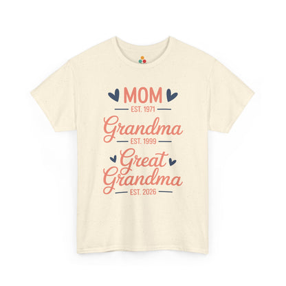 Mom Grandma Great Grandma Est. 2026 T‑Shirt – Multi‑Generation Great Grandma Gift | TEEZOCA 