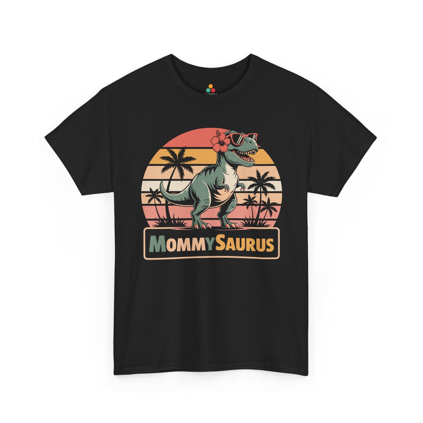 MommySaurus Retro Sunset Dinosaur Mom Unisex T-shirt | TEEZOCA MommySaurus dinosaur mom retro Unisex T-shirt