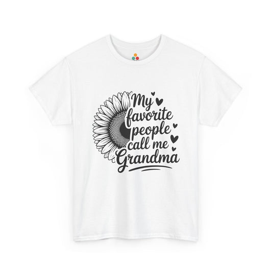 My Favorite People Call Me Grandma Sunflower White T-Shirt – Floral Gift | TEEZOCA 