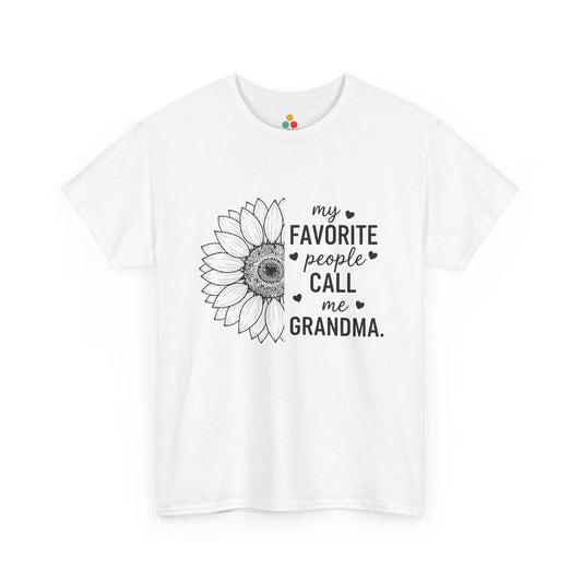 My Favorite People Call Me Grandma White T-Shirt – Sunflower Heart Gift | TEEZOCA 