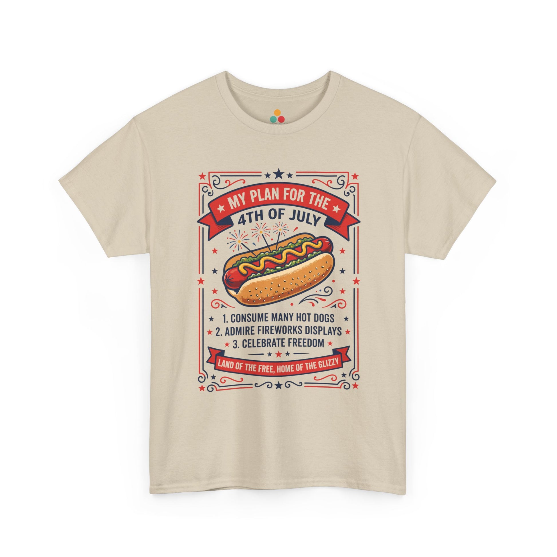 My Plan For The 4th Of July Funny oatmeal beige T-Shirt – Retro Patriotic Gift for Men and Women | TEEZOCA 