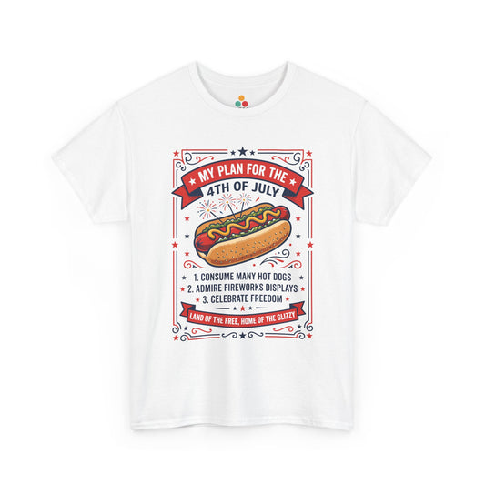 My Plan For The 4th Of July Funny white T-Shirt – Retro Patriotic Gift for Men and Women | TEEZOCA 