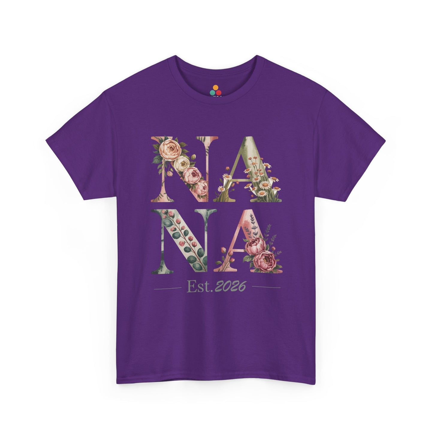 Nana Est. 2026 Purple T‑Shirt – Floral New Nana Tee | TEEZOCA 