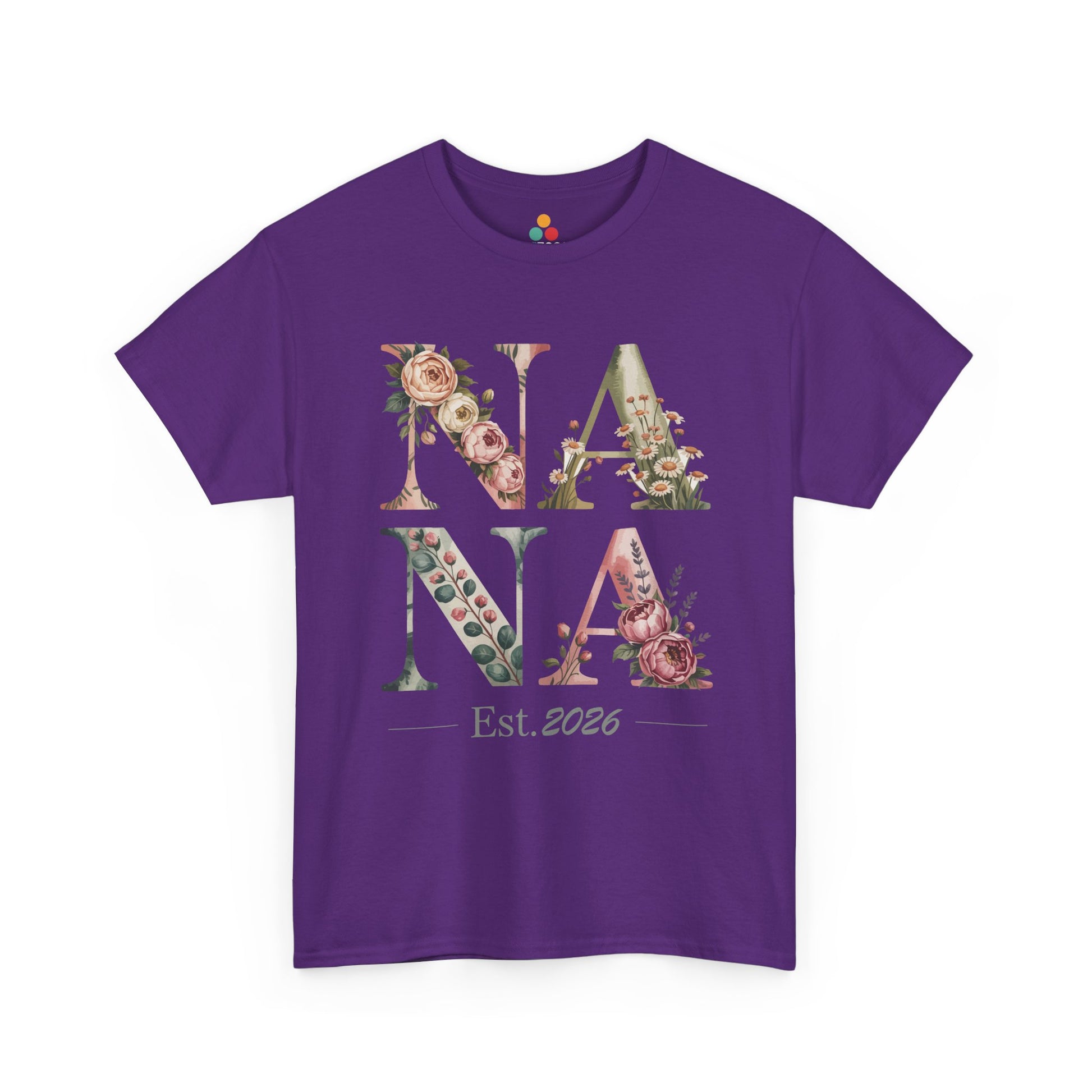 Nana Est. 2026 Purple T‑Shirt – Floral New Nana Tee | TEEZOCA 