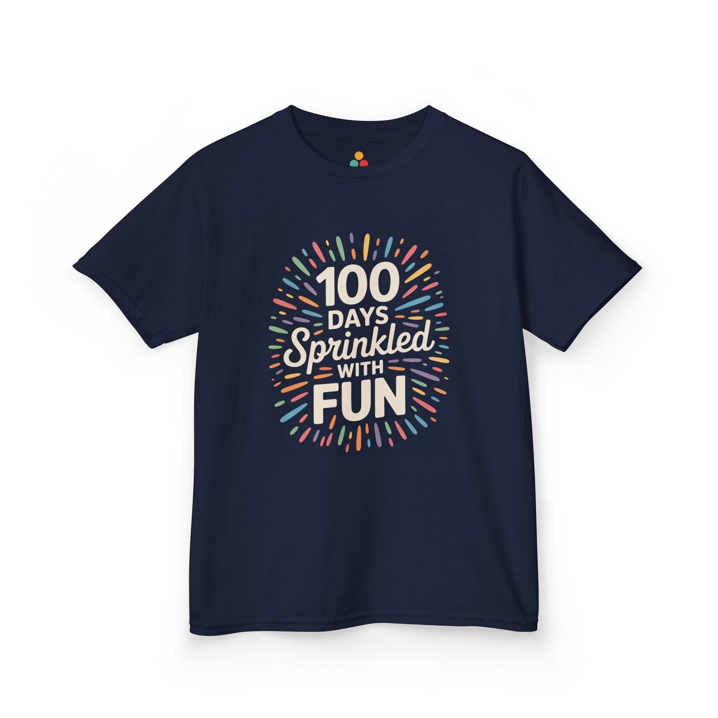Navy TEEZOCA 100 Days Sprinkled With Fun Kids T‑Shirt – School Stuents Boys Girls Tee