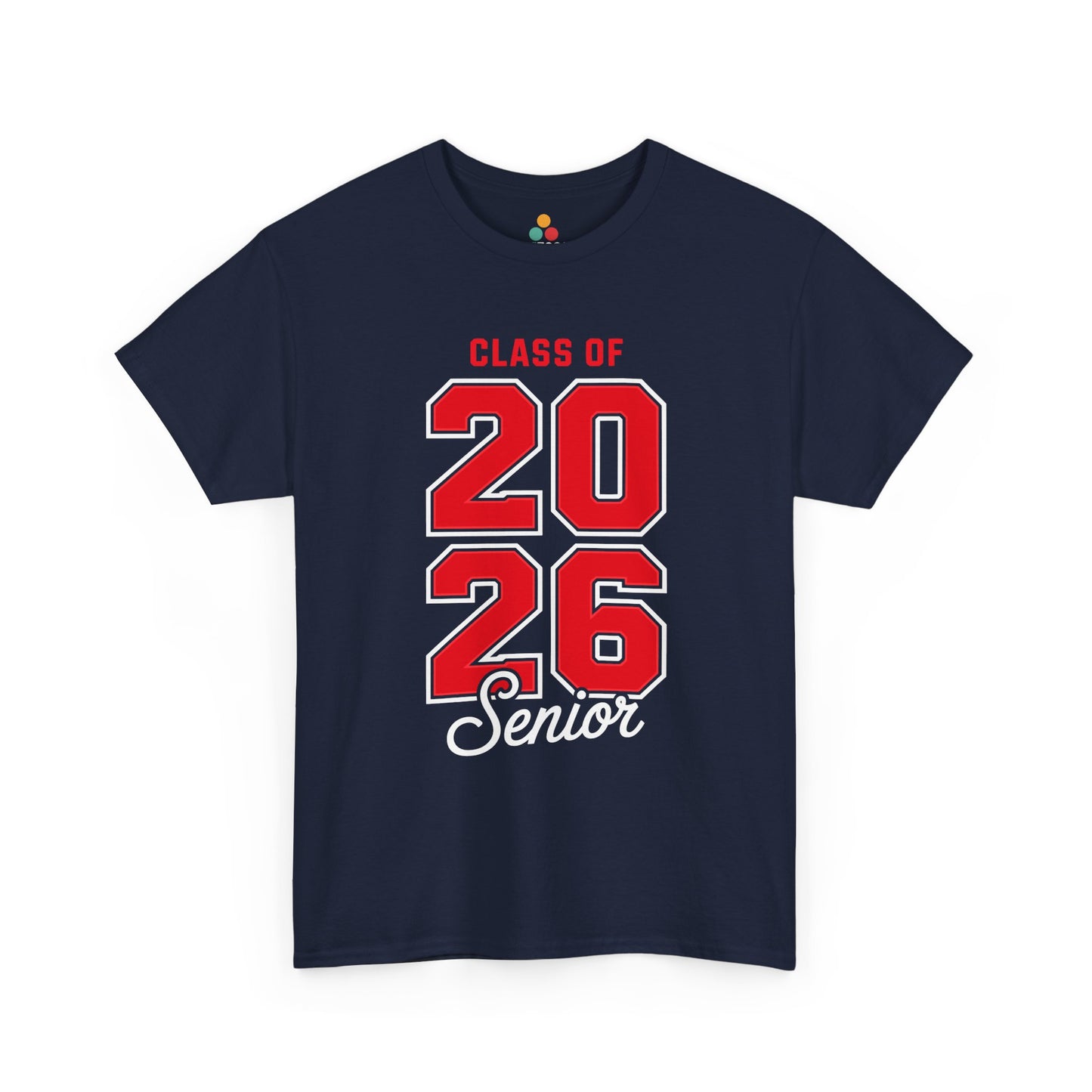 Navy TEEZOCA Class of 2026 Senior oversized numbers t‑shirt.