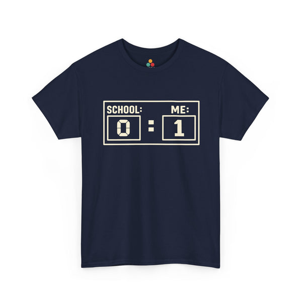 Navy TEEZOCA scoreboard style SCHOOL 0 ME 1