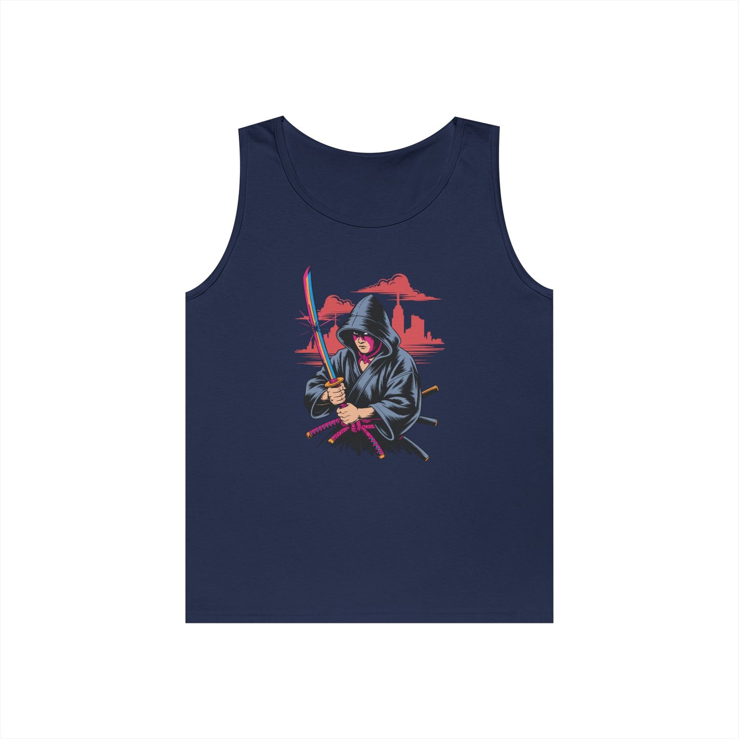 Neon Samurai Katana Street Art Unisex Tank Top for Anime Core Fits | TEEZOCA 