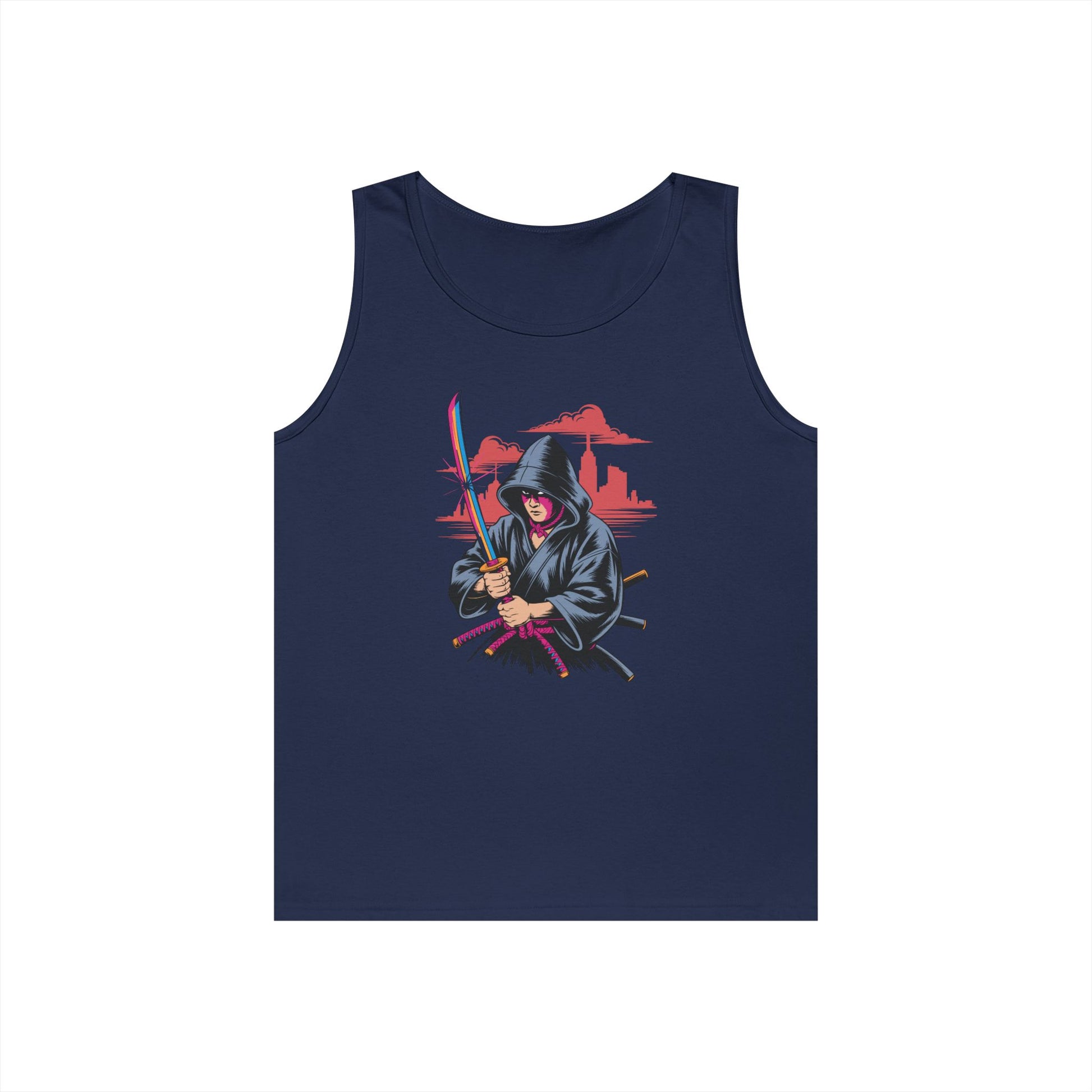 Neon Samurai Katana Street Art Unisex Tank Top for Anime Core Fits | TEEZOCA 