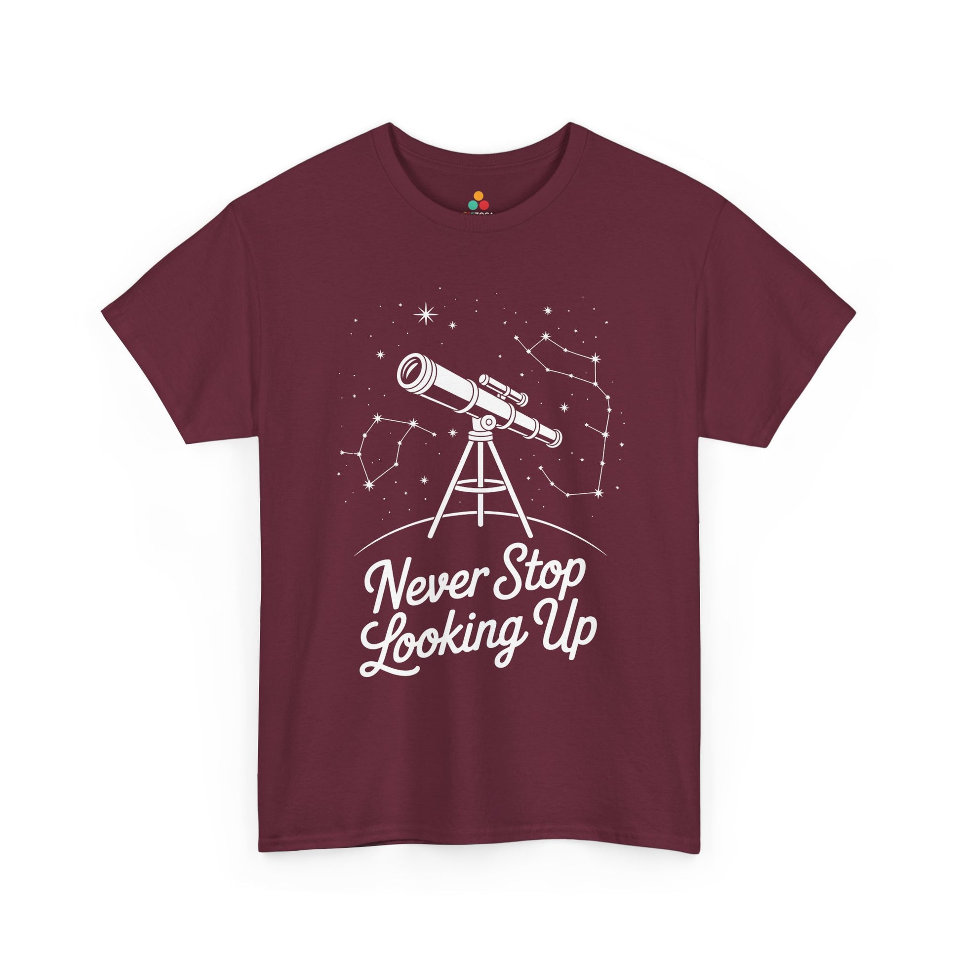 Never Stop Looking Up Telescope Unisex T-shirt | TEEZOCA 