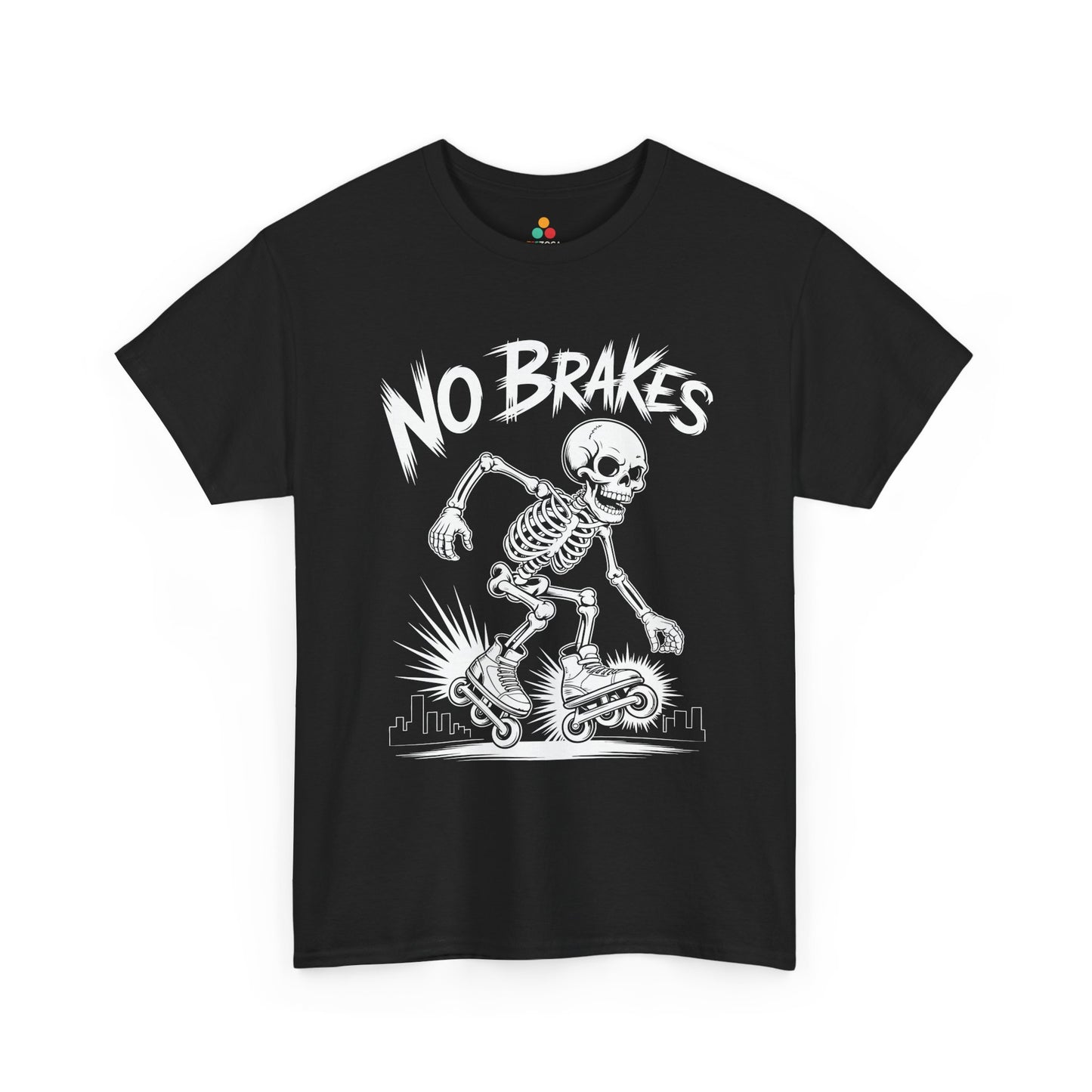 No Brakes Skeleton Skater Graphic Unisex T-shirt | TEEZOCA 