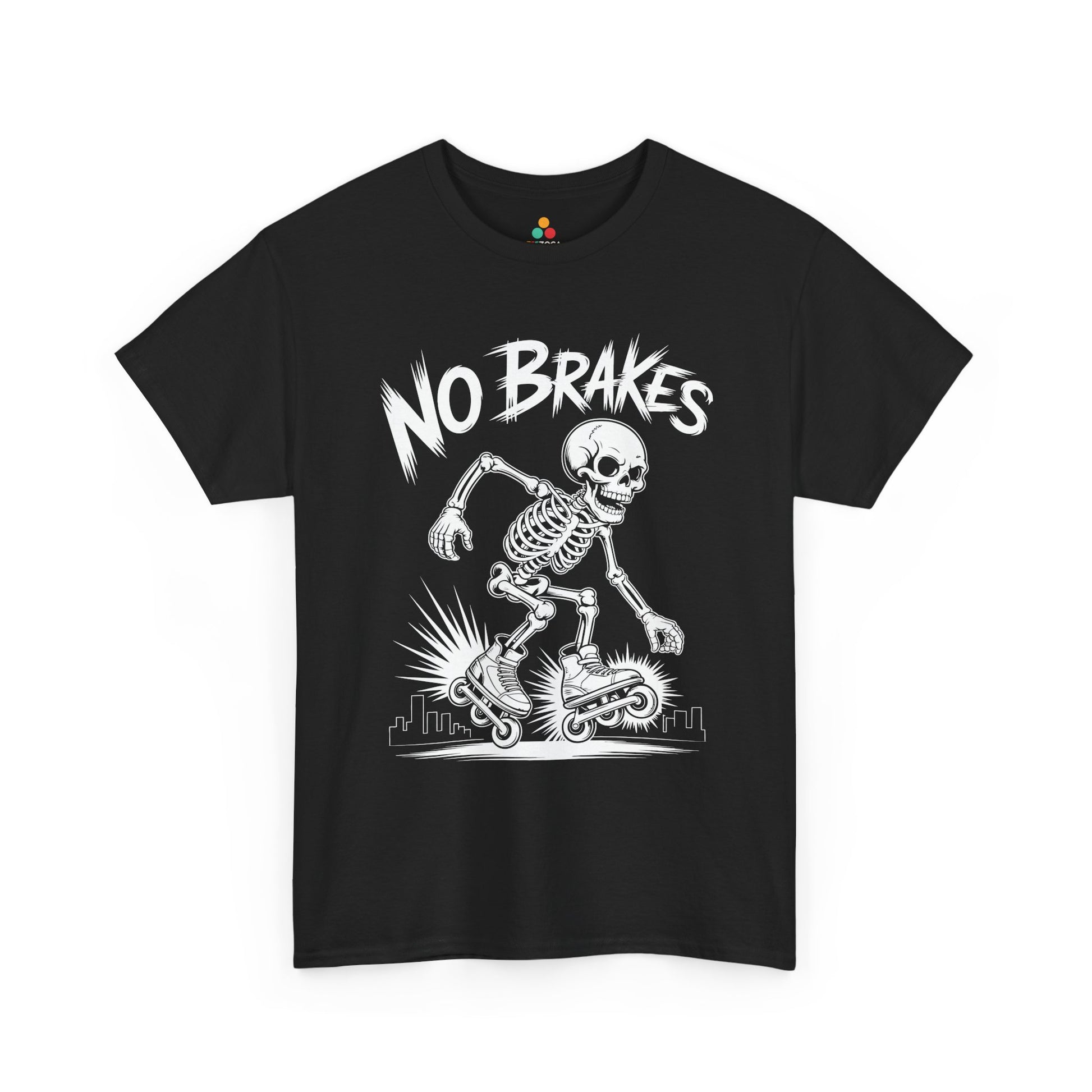 No Brakes Skeleton Skater Graphic Unisex T-shirt | TEEZOCA 
