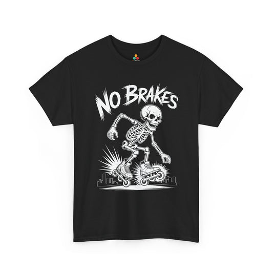 No Brakes Skeleton Skater Graphic Unisex T-shirt | TEEZOCA 