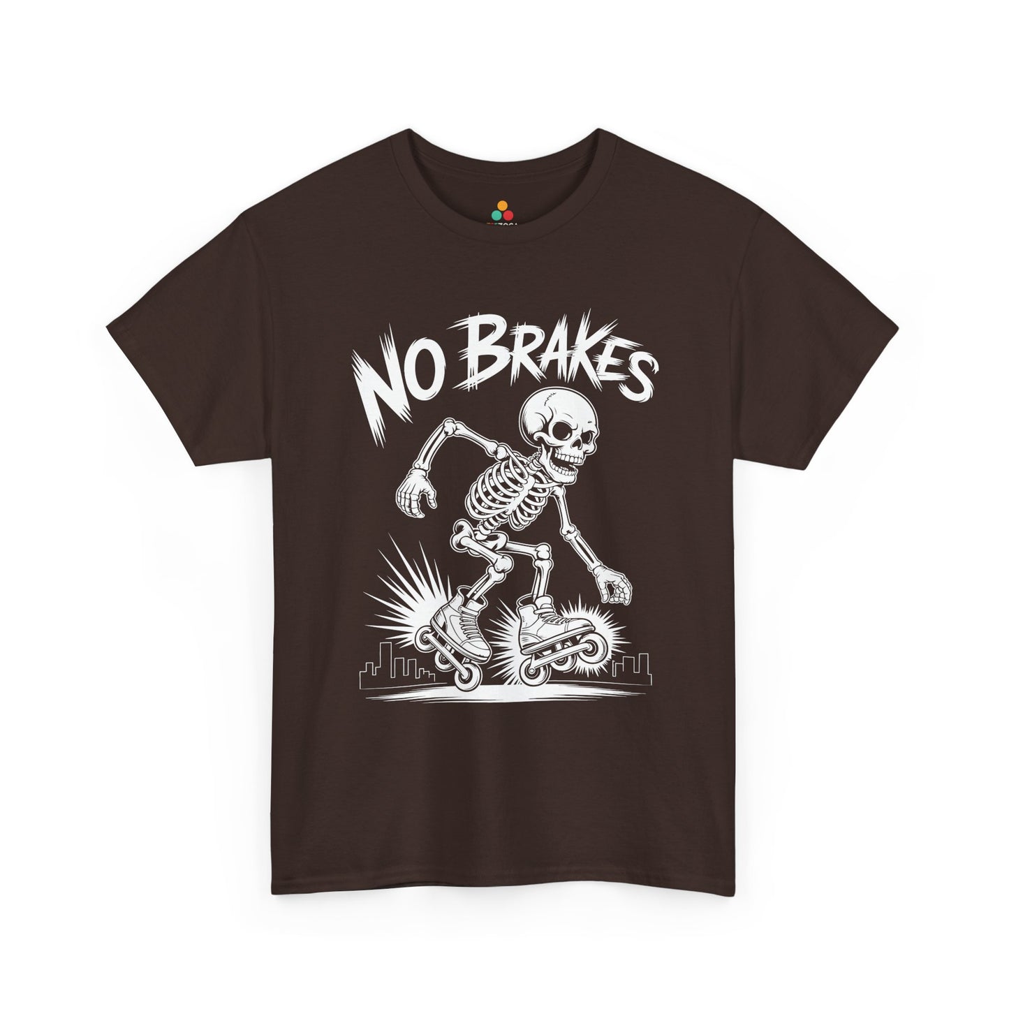 No Brakes Skeleton Skater Graphic Unisex T-shirt | TEEZOCA 