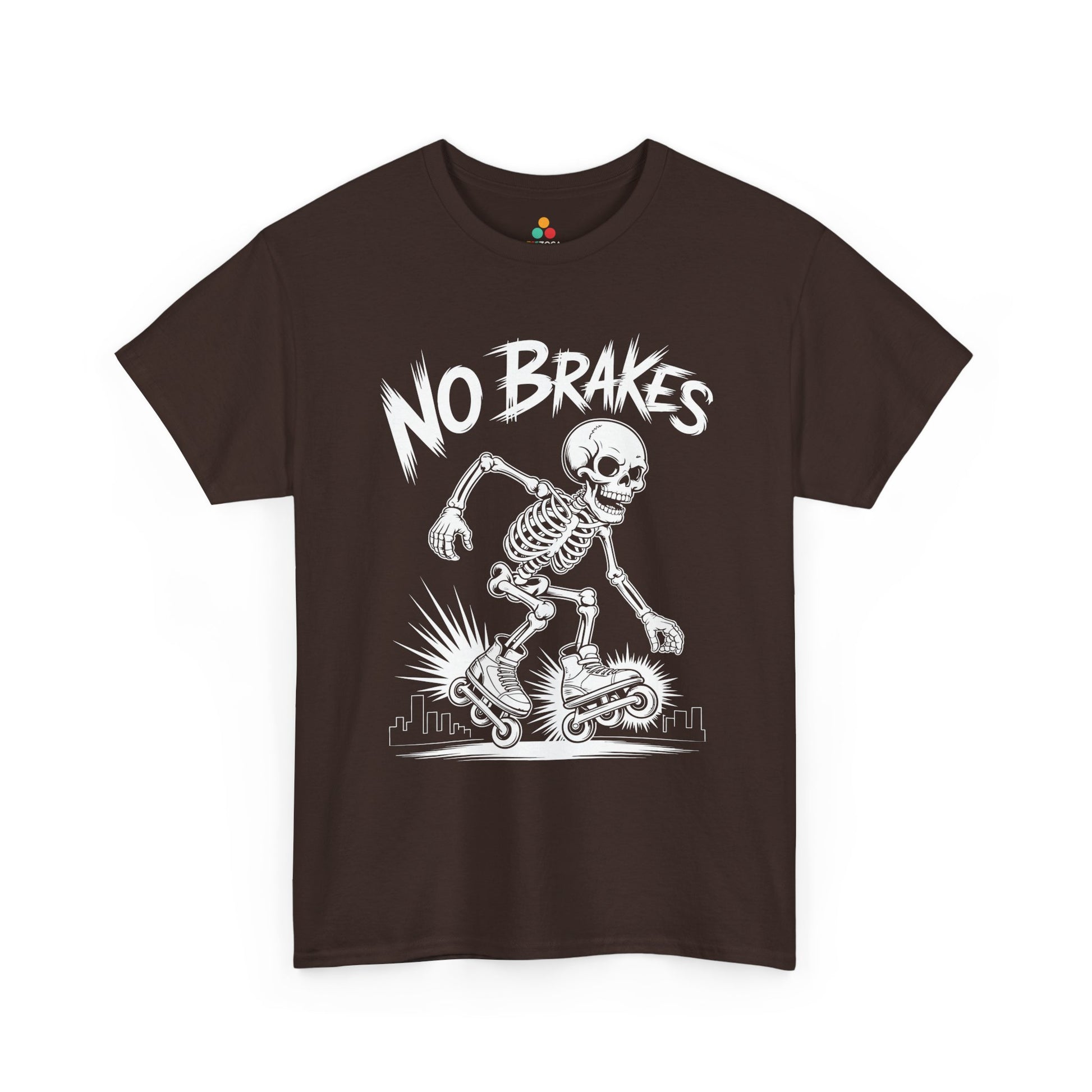 No Brakes Skeleton Skater Graphic Unisex T-shirt | TEEZOCA 