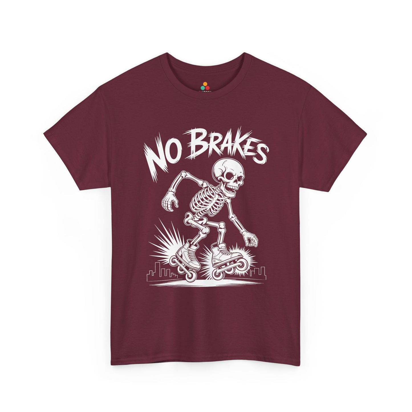 No Brakes Skeleton Skater Graphic Unisex T-shirt | TEEZOCA 