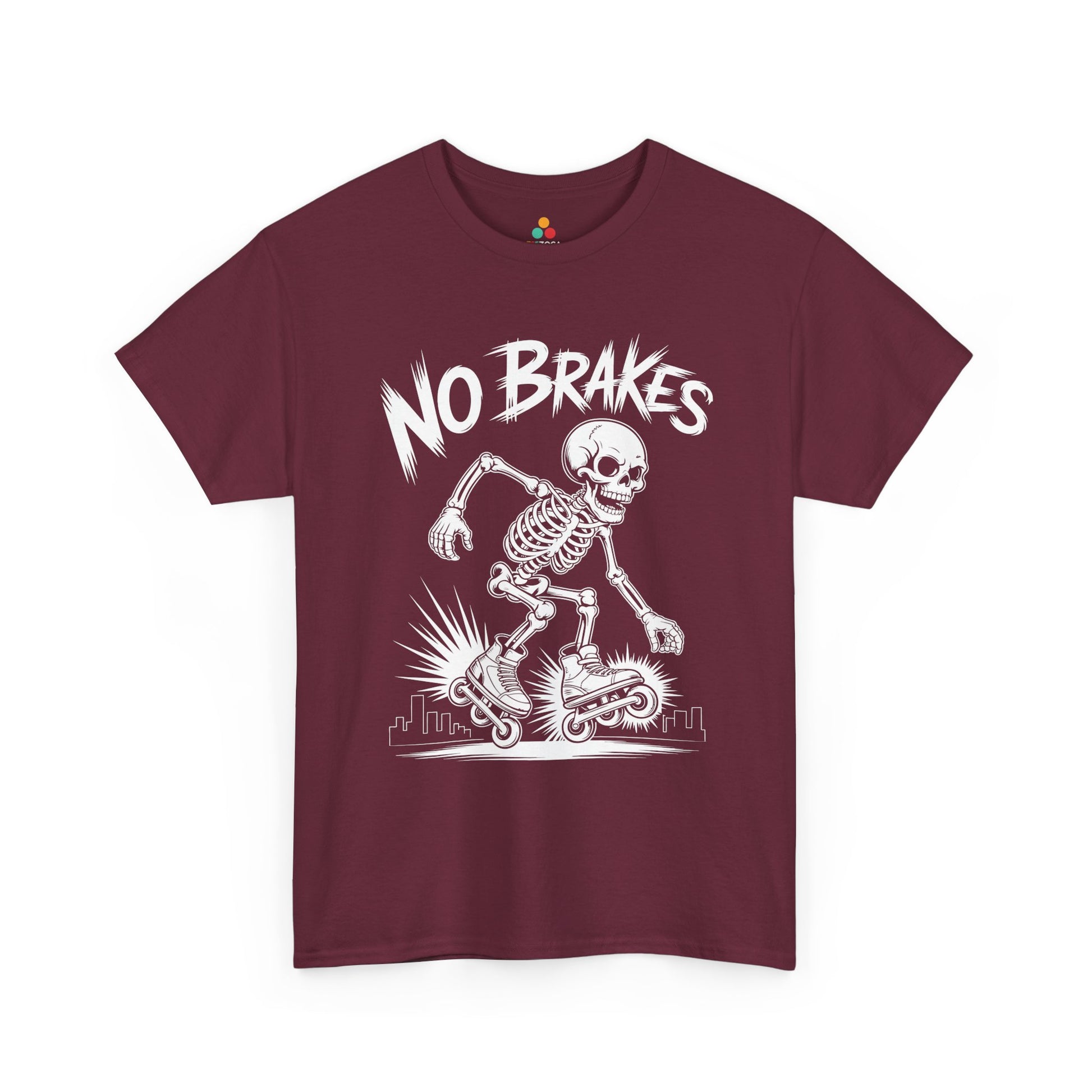 No Brakes Skeleton Skater Graphic Unisex T-shirt | TEEZOCA 