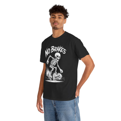 No Brakes Skeleton Skater Graphic Unisex T-shirt | TEEZOCA 