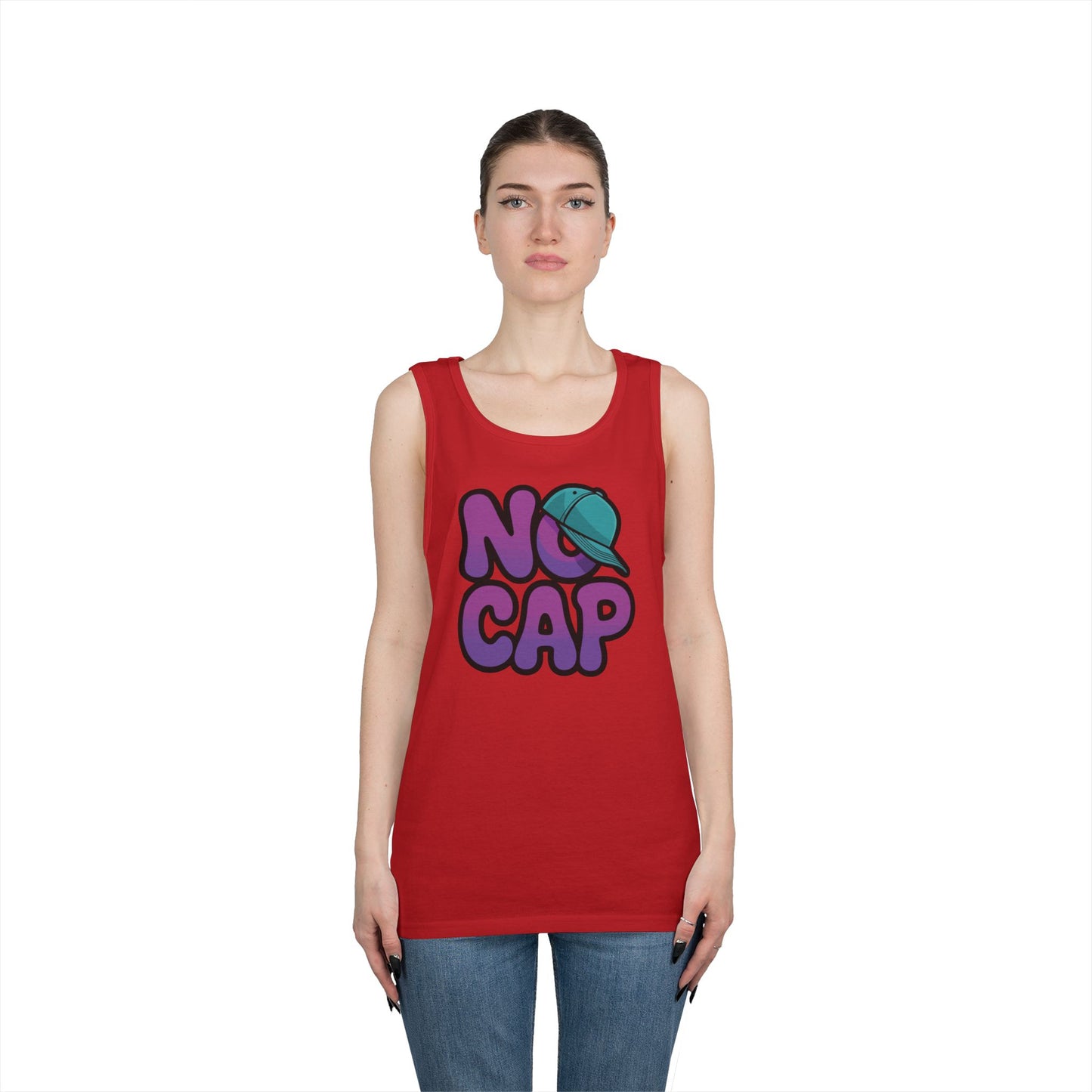No Cap Unisex Tank Top – Streetwear Slang Graphic Casual Summer Style | TEEZOCA slang inspired Unisex Tank Top for casual summer outfits