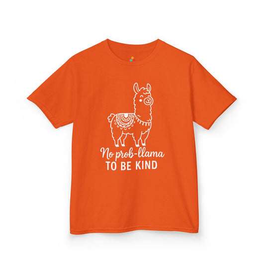 No Prob-Llama To Be Kind Orange Unity Day Kids T-shirt | TEEZOCA No Prob-Llama To Be Kind orange Unity Day Kids T-shirt