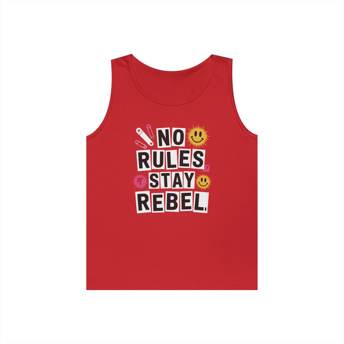 No Rules Stay Rebel Punk Collage Statement Unisex Tank Top Streetwear | TEEZOCA 