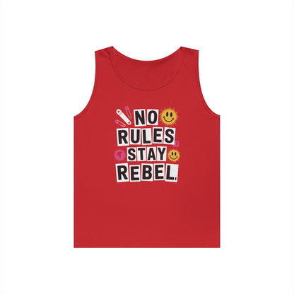 No Rules Stay Rebel Punk Collage Statement Unisex Tank Top Streetwear | TEEZOCA 