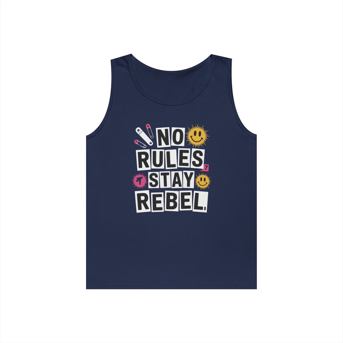 No Rules Stay Rebel Punk Collage Statement Unisex Tank Top Streetwear | TEEZOCA 