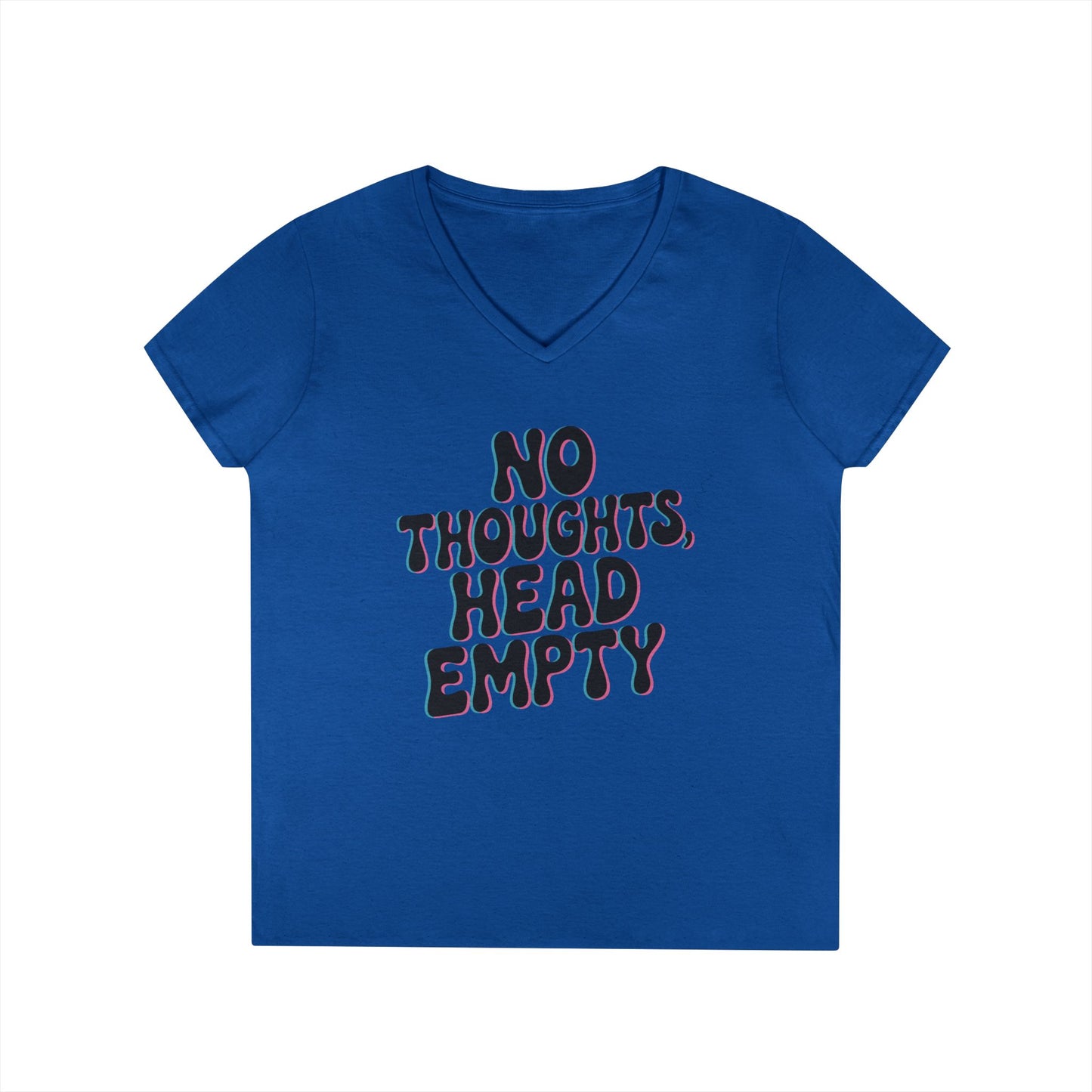 No Thoughts Head Empty Aesthetic Statement V-Neck T-Shirt for Women | TEEZOCA 