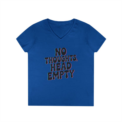 No Thoughts Head Empty Aesthetic Statement V-Neck T-Shirt for Women | TEEZOCA 