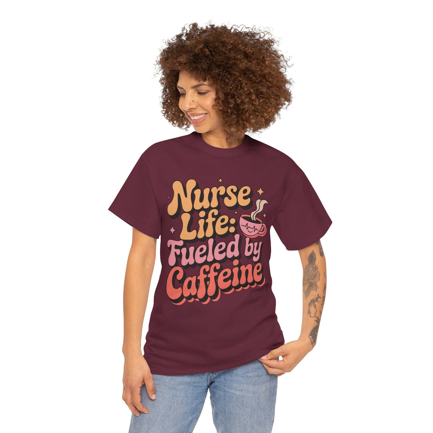 Nurse Life Fueled by Caffeine Funny Nurse Unisex T-shirt | TEEZOCA 