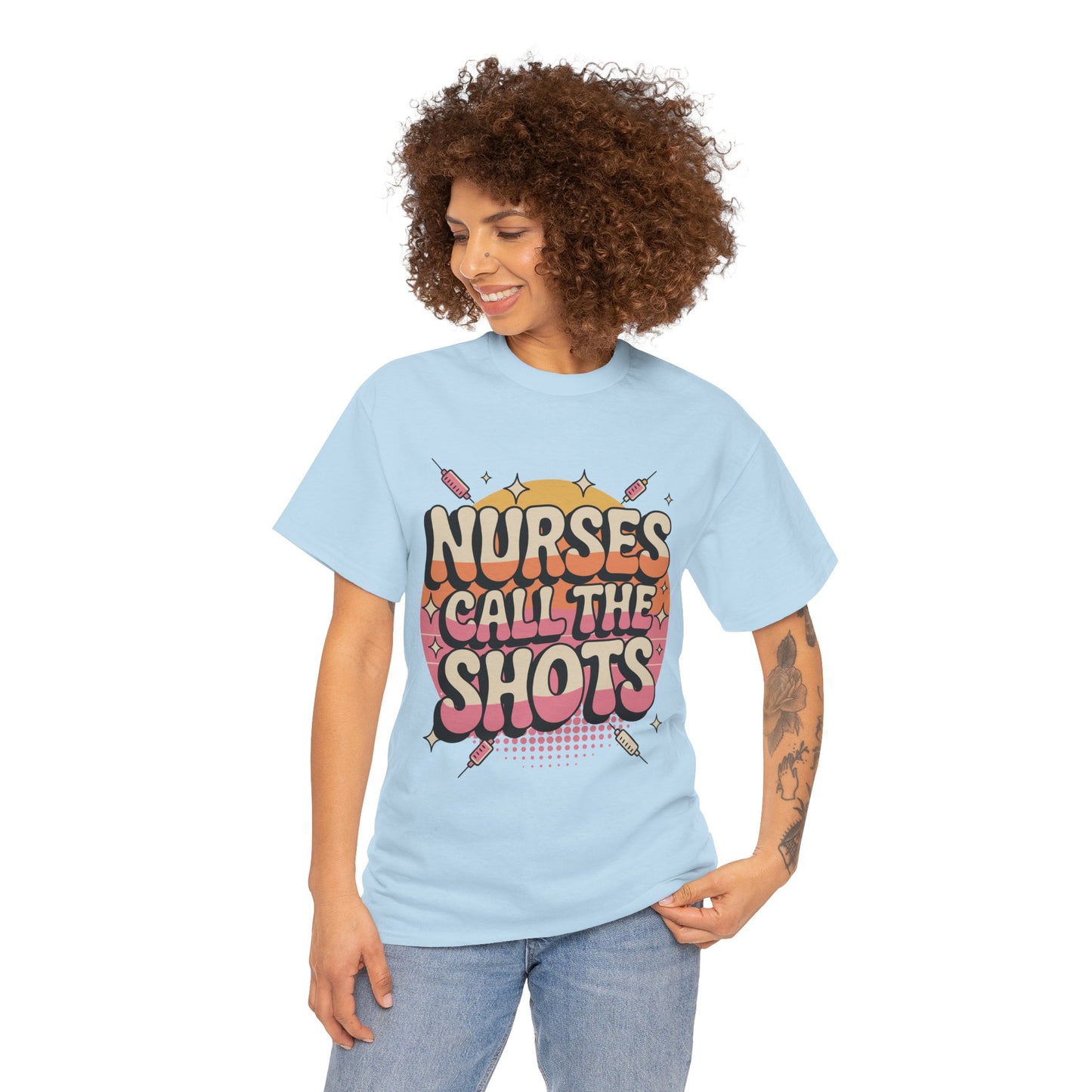 Nurses Call The Shots Unisex T-shirt Retro Medical Humor | TEEZOCA 