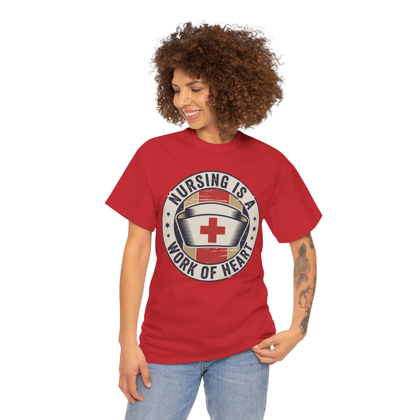 Nursing Is a Work of Heart Unisex T-shirt Nurse Gift | TEEZOCA 