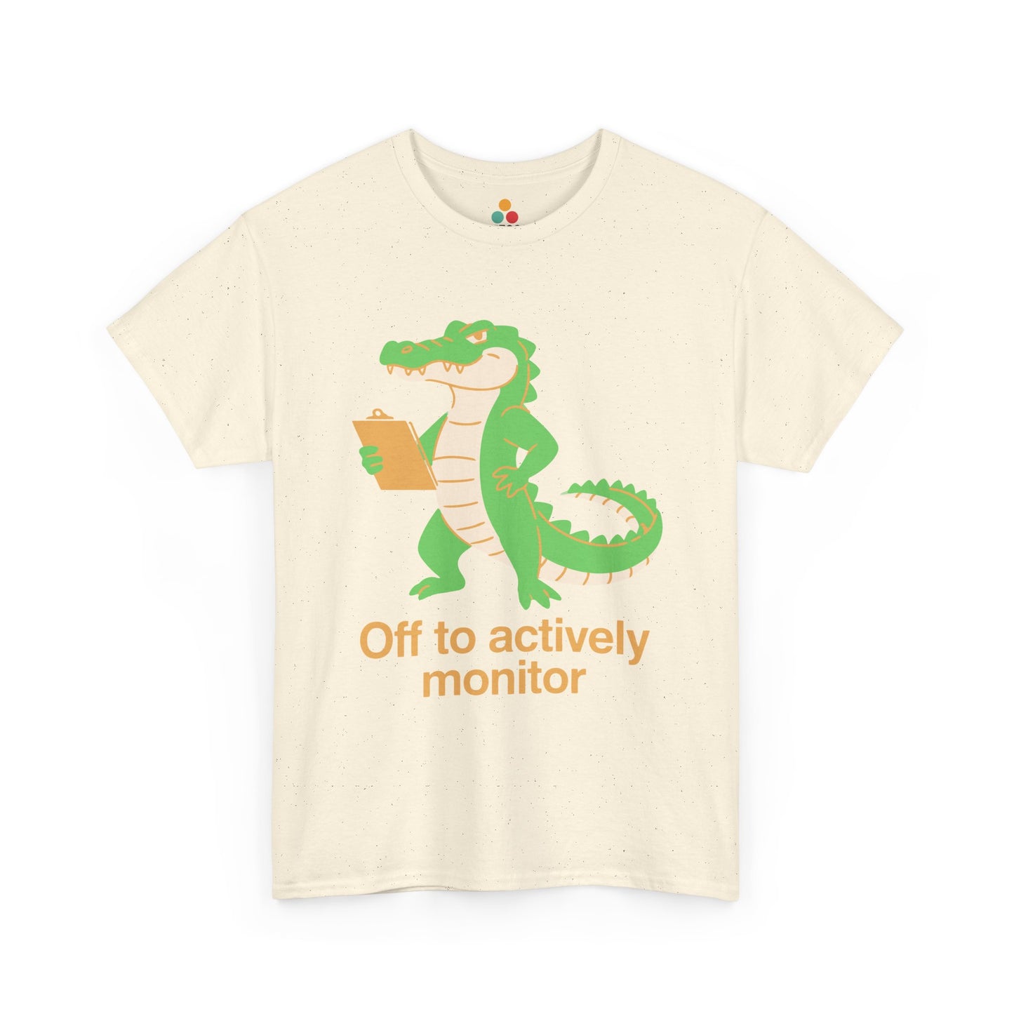 Off to Actively Monitor Funny Test Day School Crocodile T-Shirt – State Testing Gift for Teachers | TEEZOCA Unisex T-shirt made as a funny teacher shirt with an alligator, clipboard, and science classroom humor.
