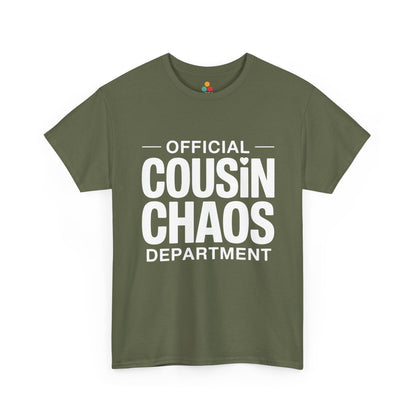 Official Cousin Chaos Department Graphic T-Shirt – Funny Sarcastic Family Tee for Cousin Crew | TEEZOCA 