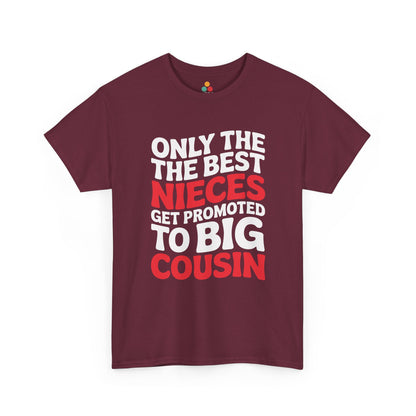 Only the Best Nieces Get Promoted to Big Cousin T-Shirt – Funny New Cousin Announcement Tee for Girls | TEEZOCA 