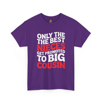Only the Best Nieces Get Promoted to Big Cousin T-Shirt – Funny New Cousin Announcement Tee for Girls | TEEZOCA 